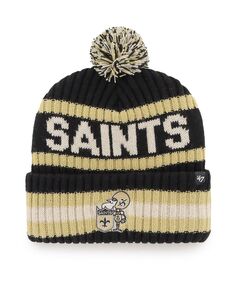 Мужская черная вязаная шапка с манжетами и помпоном New Orleans Saints Legacy Bering &apos;47 &apos;47 Brand