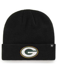 Мужская базовая вязаная шапка &apos;47 Green Bay Packers Secondary с манжетами черная &apos;47 Brand