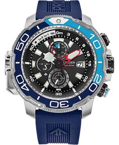 Мужские часы Eco-Drive с хронографом Promaster Aqualand, синий полиуретановый ремешок, 46 мм Citizen