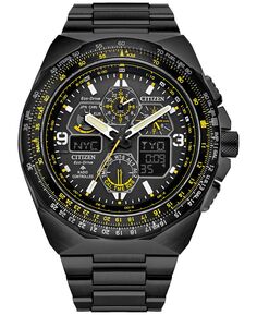 Мужские часы Eco-Drive Promaster Air Skyhawk с хронографом, черные тона, браслет из нержавеющей стали, 46 мм Citizen