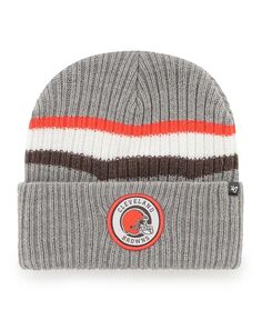 Мужская серая вязаная шапка Cleveland Browns Highline с манжетами &apos;47 Brand
