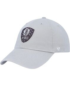 Мужская серая регулируемая шапка в честь 10-летия Brooklyn Nets &apos;47 Brand