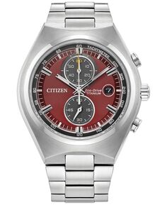 Мужские часы Eco-Drive с хронографом Weekender, серебристый титановый браслет, 43 мм Citizen