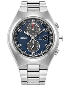 Мужские часы Eco-Drive с хронографом Weekender, серебристый титановый браслет, 43 мм Citizen