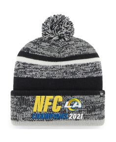 Мужская черная вязаная шапка Los Angeles Rams 2021 NFC Champions Northward с манжетами и помпоном &apos;47 Brand
