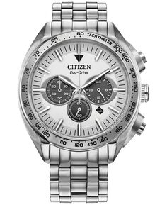 Eco-Drive Мужские роскошные спортивные часы с хронографом и браслетом из нержавеющей стали, 43 мм Citizen