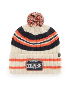 Мужская вязаная шапка с манжетами и помпоном Detroit Tigers Home из натуральных материалов &apos;47 Brand