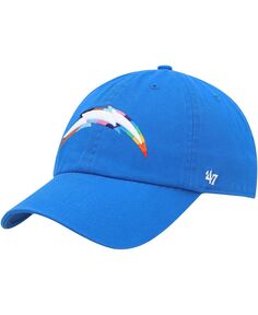 Мужская регулируемая шапка пудрово-синего цвета Los Angeles Chargers Pride Clean Up &apos;47 Brand