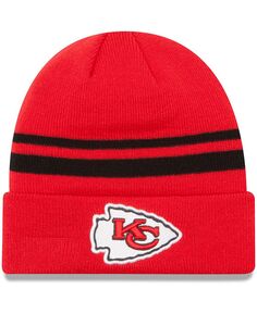 Красная мужская вязаная шапка New Era Kansas City Chiefs Team с логотипом и манжетами Lids