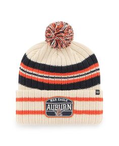Мужская вязаная шапка с манжетами и помпоном &apos;47 Natural Auburn Tigers Hone Patch &apos;47 Brand