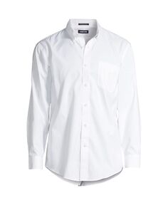 Мужская однотонная классическая рубашка с воротником на пуговицах Supima в традиционном стиле без железа Lands&apos; End
