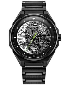 Eco-Drive Мужские часы-браслет из нержавеющей стали «Звездные войны Звезда Смерти 2» с черным ионным покрытием, 41 мм Citizen
