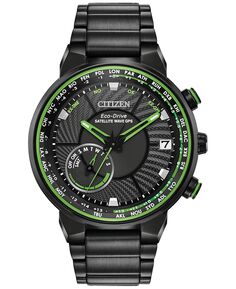 Eco-Drive Мужские черные часы-браслет из нержавеющей стали со спутниковой волной и GPS, 44 мм Citizen