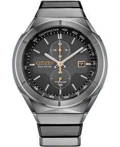 Мужские часы с хронографом Armor Eco-Drive, серебристый титановый браслет, 44 мм Citizen