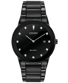 Мужские часы Eco-Drive Axiom Diamond Accent, черные часы-браслет из нержавеющей стали с ионным покрытием, 40 мм, AU1065-58G Citizen