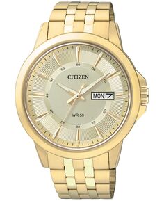 Мужские золотистые часы-браслет из нержавеющей стали 41 мм BF2013-56P Citizen