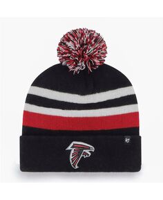 Черная мужская вязаная шапка Atlanta Falcons State Line с манжетами и помпоном &apos;47 Brand