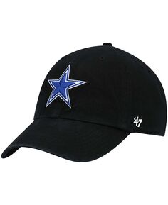Черная мужская регулируемая шапка Dallas Cowboys Primary Clean Up &apos;47 Brand