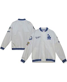 Мужская белая атласная университетская куртка с застежкой Los Angeles Dodgers City Collection Mitchell &amp; Ness