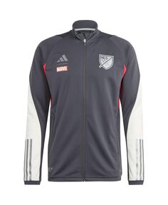 Мужская серая двусторонняя куртка с молнией во всю длину MLS All-Star Game x Marvel On-Field Anthem 2023 adidas