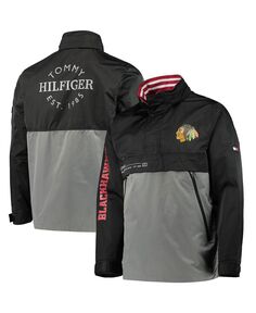 Мужская черная, серая куртка с капюшоном Chicago Blackhawks Anorak с молнией в четверть Tommy Hilfiger