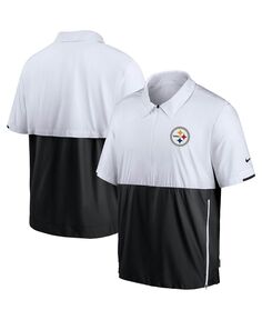 Мужская бело-черная куртка с короткими рукавами и застежкой-молнией до половины Pittsburgh Steelers Sideline Coaches Nike
