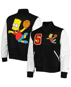 Мужская черная, белая университетская куртка с молнией во всю длину The Simpsons Bart Ballin Freeze Max