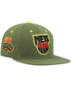 Мужская кепка с крышками оливкового цвета, Нью-Джерси Нетс, Дасти НБА Драфт, классическая кепка из твердой древесины, приталенная шляпа Mitchell &amp; Ness