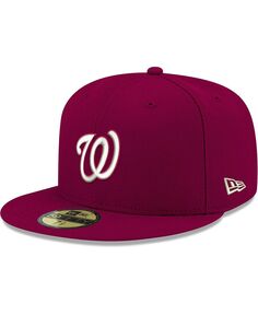 Мужская кепка с логотипом Cardinal Washington Nationals, белая 59FIFTY, приталенная шляпа New Era