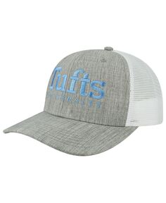 Мужская кепка с застежкой-бабкой цвета «хизер-серый», «белый» Tufts University Jumbos The Champ Trucker Legacy Athletic