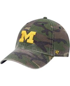 Мужская камуфляжная регулируемая шапка Michigan Wolverines Clean Up Core &apos;47 Brand