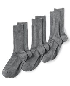 Мужские хлопковые классические носки в рубчик с бесшовным мыском (3 пары) Lands&apos; End