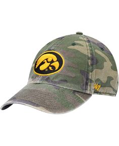 Мужская камуфляжная регулируемая шапка Iowa Hawkeyes Clean Up Core &apos;47 Brand