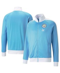 Мужская спортивная куртка с молнией во всю длину реглан небесно-голубого цвета Manchester City ftblHeritage T7 Puma