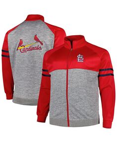 Мужская красная, серо-хизеровая спортивная куртка St. Louis Cardinals Big and Tall с молнией во всю длину реглан Profile