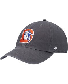 Мужская темно-серая регулируемая шапка Denver Broncos Clean Up Legacy &apos;47 Brand
