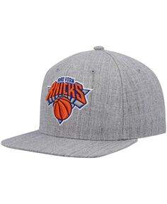 Мужская серая кепка New York Knicks 2.0 Snapback с меланжевым рисунком Mitchell &amp; Ness