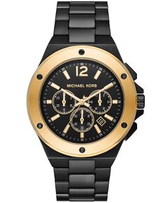 Мужские часы Lennox Chronograph с черным браслетом из нержавеющей стали Michael Kors