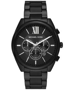 Мужские часы Langford Chronograph с черным браслетом из нержавеющей стали и ремешком, 45 мм Michael Kors