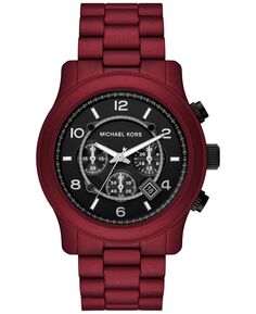 Мужские часы с браслетом из нержавеющей стали с красным матовым покрытием и хронографом, 45 мм Michael Kors