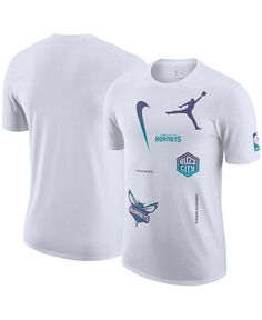 Мужская брендовая белая футболка Charlotte Hornets Courtside Statement Edition Max90 Jordan