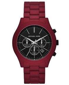 Мужские тонкие часы-хронограф с браслетом из нержавеющей стали с красным покрытием, 44 мм Michael Kors