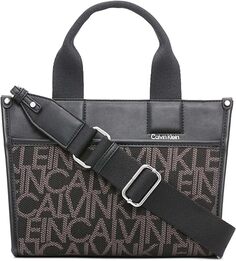 Сумка-портфель Calvin Klein Elements с верхом на молнии, жаккардовый логотип черного цвета