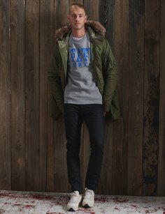 Пальто зимнее Superdry с капюшоном, хаки