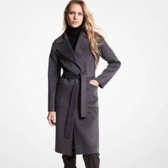 Пальто Michael Michael Kors Wool Blend Wrap, темно-серый