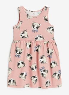 Платье с принтом кошки хлопок H&amp;M Cat With Print Cotton, розовый H&M