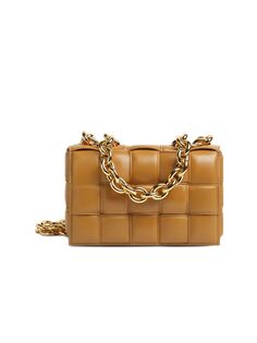 Утепленная кожаная сумка через плечо The Chain Cassette Bottega Veneta, золотой