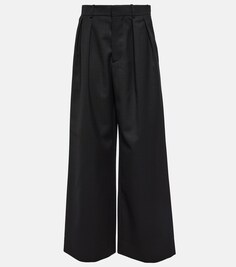 Плиссированные шерстяные брюки с низкой посадкой и широкими штанинами WARDROBE.NYC, черный