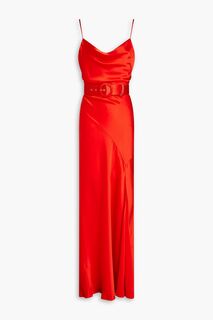 Платье макси Simone из шелкового атласа с драпировкой и поясом NICHOLAS, красный