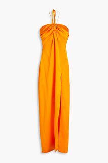 Платье макси Mieta из шелкового атласа с вырезом халтер и сборками NICHOLAS, оранжевый